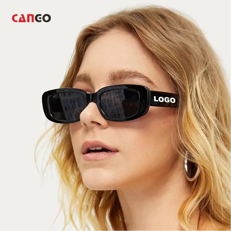 CANGO Lunettes de soleil ovales à petite monture Uv400 personnalisées avec logo Lunettes de soleil Personnalité féminine Tendance à la mode Couleur éblouissante Lunettes de soleil 2023