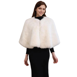 Women Versatile Faux Fur <b>Shawl</b> Round Neck Sleeveless Wrap Elegant <b>Wedding</b> <b>Shawl</b> for Gowns Sequin Dress - Product Image 5