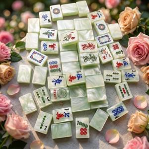 Ensemble de Mahjong américain de luxe personnalisé de 160 tuiles, en acrylique vert jade nacré, avec règles NMJL, cadeau de Mahjong de luxe - Product Image 1