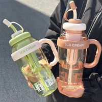 Bouteille en plastique pour café de 1200 ml, grande capacité, mignonne, avec paille et filtre à thé – Vente en gros