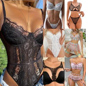Nouvelle Camisole en Maille pour <span class=keywords><strong>Femme</strong></span>, Lingerie Sexy Broderie 3D, Bretelles Fines, Lingerie Une Pièce en Dentelle Sexy - Product Image 1