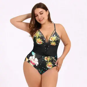 2022 New Abdomen Control Waist Push Up Swimsuit Print Swimwear Vintage Retro Bathing Suits Bodysuit Beach Wear Backless