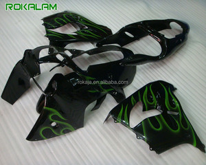 ZX-9R ZX 9R <span class=keywords><strong>ZX9R</strong></span> <span class=keywords><strong>2000</strong></span> 2001 00 01 Pour Kawasaki Moto Carrosserie Vert Flamme Noir Carrosserie Carénage Kit - Product Image 1