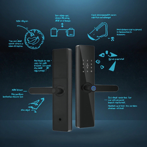 Kunci pintu pintar, kunci pintu depan elektronik pintu depan biometrik sidik jari aplikasi kode aluminium Aloi 9 bahasa WiFi Cloud - Product Image 2