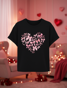 T-shirt in cotone con pizzo a cuore per San Valentino, design retrò, regalo di San Valentino per donna - Product Image 2