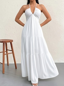 Vestido de tubo sin espalda con cordones de color liso para mujer, estilo europeo, sexy, para vacaciones, suave, ajustado, para fiestas - Product Image 3
