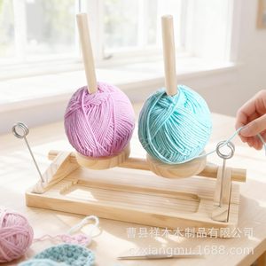 Solid Wood Yarn Bobbin Stand Rotatable Knitting <b>Spool</b> <b>Holder</b> For Handmade Crafting Tools Natural Color - Product Image 1