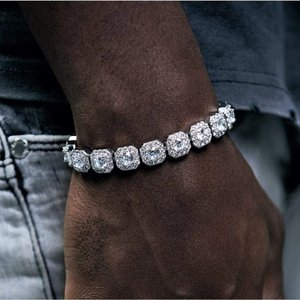 Bracelet à maillons en argent sterling 925 plaqué or, serti de diamants, style hip-hop, bijoux de luxe, élégant, scintillant, cadeau tendance - Product Image 2