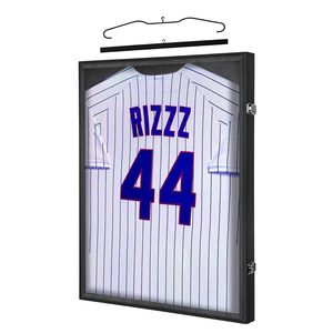 Black Jersey Display <strong>Frame</strong> with Silver Locks 3 Display Ways UV Acrylic for Basketball Baseball Sports Memorabilia - Product Image 1