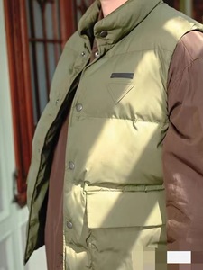 2025 가을 겨울 새로운 커플 복장 카키 스탠드 칼라 조끼 여성용 느슨한 조끼 재킷 방수 겉옷 단추 - Product Image 4