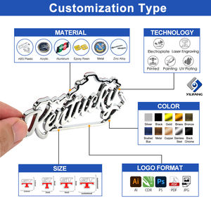 Logo 3D personnalisé OEM Insigne de voiture en métal adhésif 3M Emblème chromé résistant aux intempéries en plastique ABS pour équipement, machine, moto - Product Image 2