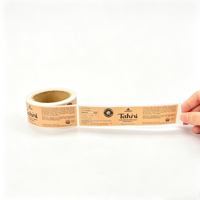 Étiquettes personnalisées en vinyle imperméables autocollantes pour emballages de tahini et de pâte de sésame en bocaux en verre avec formes personnalisées