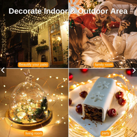 Guirlande d'extérieur imperméable à lumière 100led, féerique, pour jardin, mariage, noël, fête et décoration, fonctionnement à piles, blanc chaud