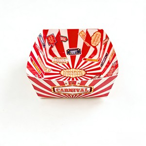 Bandeja Desechable para Hot Dogs Estilo Carnaval Vintage, Caja de Papel con Rayas Rojas y Blancas - Product Image 3