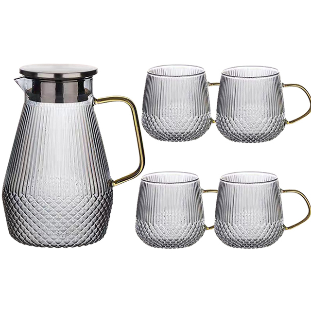 High Borosilicate Glass Tea Fruit Infusion Pitcher with Lid for Hot or Cold Water Iced Tea Wine Coffee Milk Juice