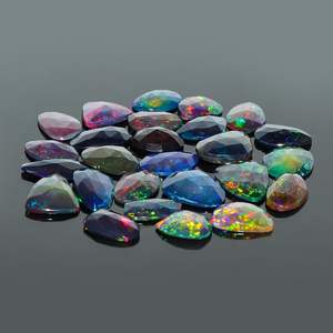 GEMKORA Ópalo negro, piedra preciosa, corte de pera, corte de rosa, ópalo natural para la fabricación de joyas, 10 piezas - Product Image 3