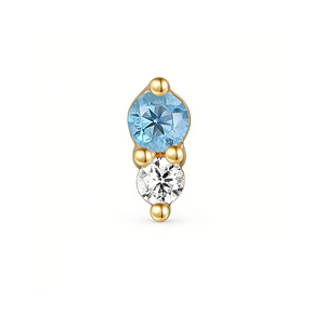 Boucles d'oreilles Lotus étanches en or massif 14k 18k jaune et blanc avec topaze bleue, sans filetage, bijoux de corps fins pour <span class=keywords><strong>piercing</strong></span> - Product Image 3