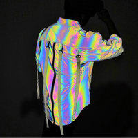 Chemise de sécurité à manches courtes pour hommes, réfléchissantes, lumineux, de couleur arc-en-ciel, nouveau design d'été, collection