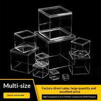 Boîte de rangement transparente anti-poussière en plastique alimentaire de qualité alimentaire, épaisseur 2 mm, petite, carrée, avec couvercle, boîte à bonbons en PS