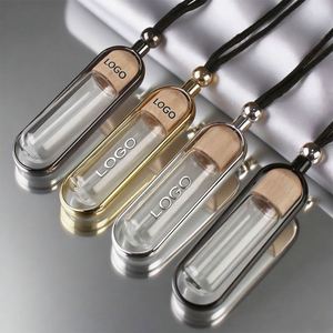 10ml High-<b>end</b> Vehicle-mounted Gold <b>Bar</b> Shaped Glass Perfume Pendant Empty with Wooden Lid & Volatile Design - Product Image 1