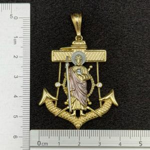 Bijoux en cuivre plaqué or 14 carats pour hommes religieux vert rose vintage saint Jude saint vous grand pendentif en zircon catalogue de breloques Vente en gros - Product Image 4