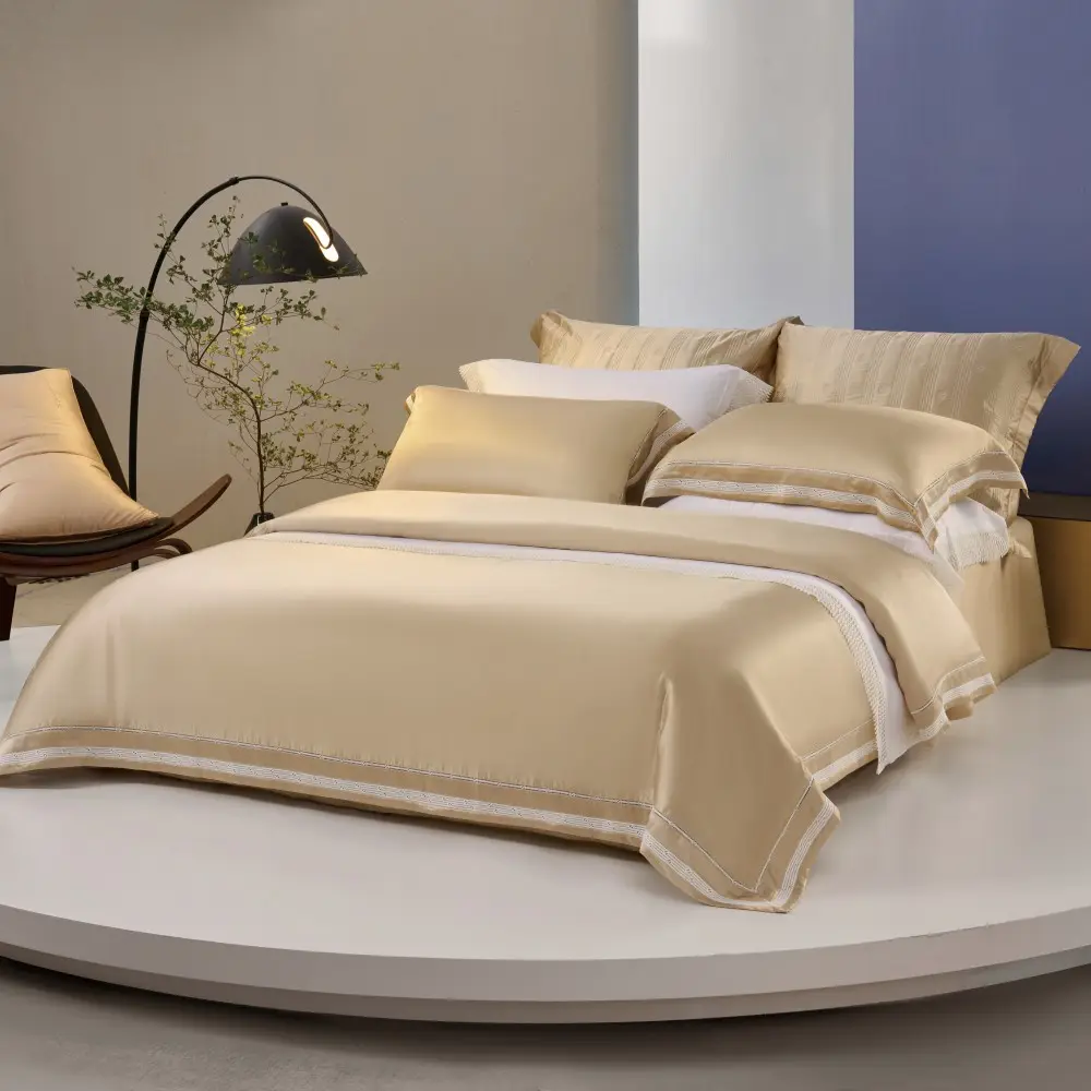 Hochwertige Doppelspitzen-Bettwäsche mit Bettrock Bett bezug Bettlaken Bettwäsche-Set