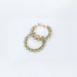 Fashion Green Beaded Hoop <b>Earrings</b> for Women Hoop <b>Earrings</b> Trendy <b>Handmade</b> Jewelry - Product Image 3