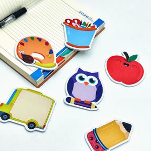 Blocs-notes créatifs autocollants découpés en forme de dessins animés (Couleurs variées) – Notes adhésives Hibou et Pomme pour le bureau et l'école - Product Image 3