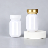Flacon de luxe en PET brillant pour produits de santé, avec couvercle plaqué or, conteneur vide pour emballage de capsules et comprimés de compléments alimentaires
