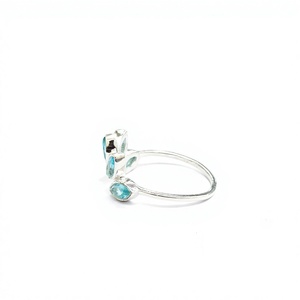 Handmade 925 Sterling Silver Blue Topaz <b>Crown</b> <b>Ring</b> Featuring Marquise Cut Gemstones Elegant Tiara Design Jewelry - Product Image 4
