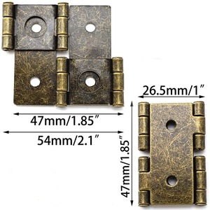 Charnière de meuble carrée pliante à double axe 47 mm x 21 mm, style antique, montage en surface, en fer - Product Image 4