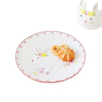 Service de table en céramique émaillée Lapin de Pâques, motif floral et animalier, assiettes, bols, tasses, théière, style nordique frais et mignon pour le printemps