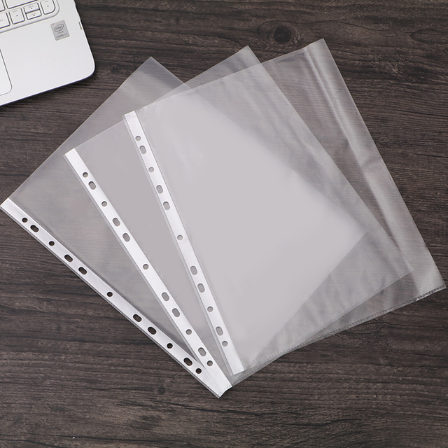 100 Pack A4 Clear PP Sheet Protectors 11 Holes Heavy Duty Binder Pockets 0.065mm Thickness Eco-Friendly Document Sleeves