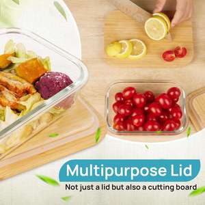 Baby Food Grade Microwavable Rectangle Glass Containers Set with Bamboo Lid BPA Free & Eco-Friendly Europe Style Multifunction - Product Image 2