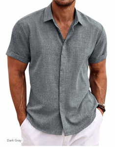 Camicie Casual da Uomo a Quadri con Colletto, Ultimi Modelli Vintage, in Lino Sintetico, a Maniche Corte, Bianche, Eleganti, Personalizzabili, per il Commercio all'Ingrosso - Product Image 4