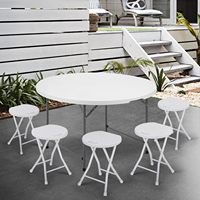 Table ronde pliante portable blanche de 5 pieds pour événements, usage commercial, robuste, pour mariages en intérieur et extérieur, vente en gros, capacité de 330 lb
