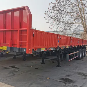 Verzending Container 40ft Flatbed Oplegger 3 As Flat Bed Truck Trailer Met Container Lock Voor Verkoop