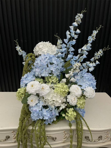 Centrotavola Floreale Personalizzato <span class=keywords><strong>Blu</strong></span> e Verde, Sfera di Fiori per Decorazioni Eventi - Product Image 4
