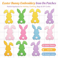 Patchs brodés colorés de lapins de Pâques, broderie informatique, applique thermocollante, patch décoratif pour les vêtements des enfants