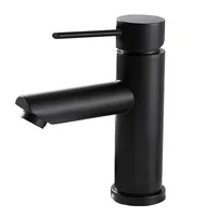 Robinet mitigeur de lavabo salle de bains, cascade, montage sur le pont, poignée unique levier noir, main 1 trou, robinet de salle de bains