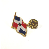 Épinglette drapeau de la République Dominicaine, en émail métallique, insigne national, broche patriotique pour chapeau, cravate, vêtements