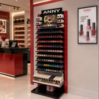 Exhibidor de Esmalte de Uñas Moderno de Acrílico y Metal con Estantes Divisores para Salón, Tienda Minorista, Exhibición de Productos