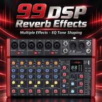 Console de mixage audio, console de mixage sonore USB avec enregistrement, alimentation fantôme 48V intégrée pour scène, diffusion en direct, enregistrement en studio