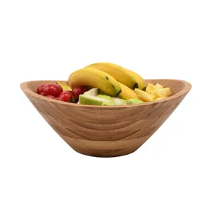 mangkok keramik dasar kayu Suppliers-Mangkuk Keramik Rumah Tangga, Gaya Jepang Nordic Anti Melepuh Mangkuk Sup Buah Salad dengan Dasar Kayu