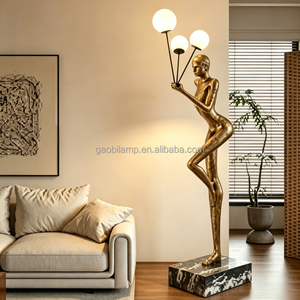 Lampadaire Sculpture Humaine 4 Boules Lumineuses, <span class=keywords><strong>Lampe</strong></span> sur Pied <span class=keywords><strong>Statue</strong></span> Femme, Décoration Artistique de Luxe pour Villa, Salon, Hall d'Hôtel - Product Image 2