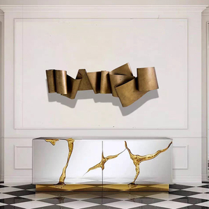 Decoración de Arte de pared de hierro 3D moderna, colgante de pared de latón de lujo creativo para sala de estar, decoración de pared de Metal abstracto para decoración de interiores - Product Image 6