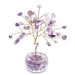 Arbre en cristal d'améthyste de 8 cm de haut, pierre naturelle, cristal énergétique, décoration de la maison, cadeau de bureau - Product Image 3
