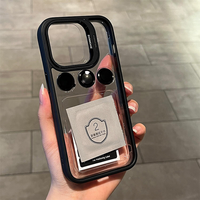 Coque arrière en TPU PC avec support invisible pour objectif métallique évidé et protection d'appareil photo pour iPhone 15 Pro Max 17 16 13 14 12 Pro