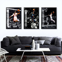 Affiche décorative de l'empreinte du célèbre joueur de basket-ball pour la décoration murale de la maison moderne et des clubs de fitness