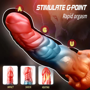 Dildo monstruoso de empuje con diseño de dragón, enorme, con nudos, anal, 4 en 1-5 modos de empuje, 10 modos de vibración, con calentamiento, dildo animal con nudos. - Product Image 5